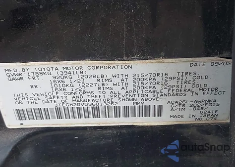 2003 Toyota Rav4 из США, поврежденный, VIN JTEGH20V036013262